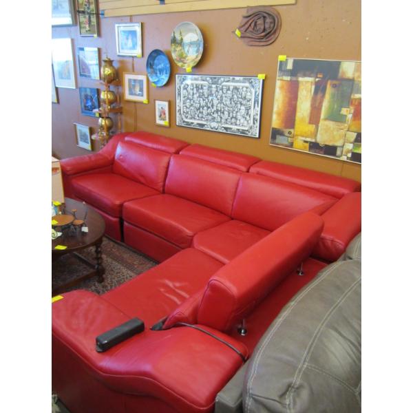 LEATHER SECTIONAL ELECTRIC RECLINER SOFA