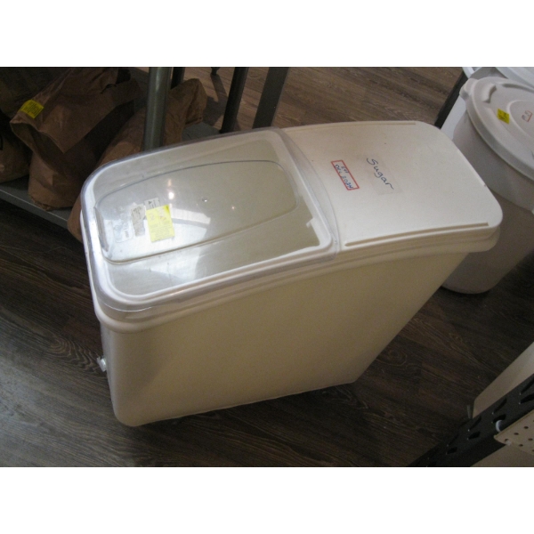 SUGAR BIN W/SLIDING TOP ON CASTORS