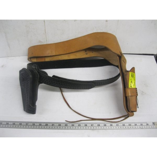 2 LEATHER BELTS W/HOLSTERS