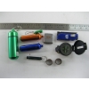 Image 1 : MISC. SM. ALUMINUM CONTAINERS, TAPE MEASURE, COMPASS, ETC.