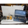 Image 1 : BLUE METAL TOOLBOX W/MISC. PALM SANDERS, ETC.