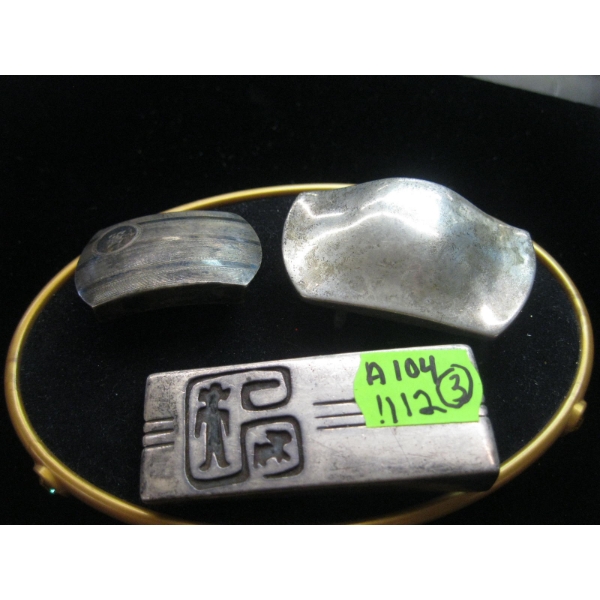 3 SILVER NAVAJO BELT BUCKLES