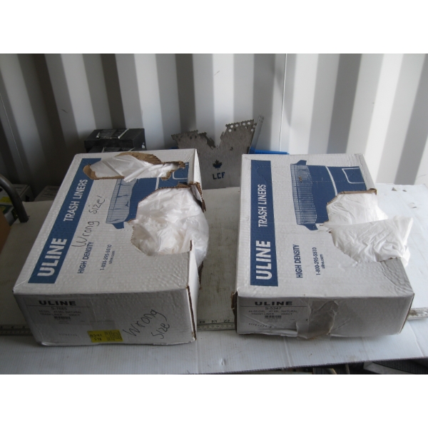 2 BOXES OF CLEAR ULINE 33GALL TRASH LINE BAGS
