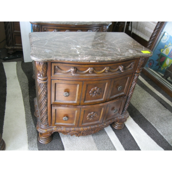 MARBLE TOP LG. 3 DRAWER NIGHTSTAND