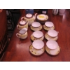 Image 2 : DECORATIVE HAND PAINTED TEA SET - CUPS/SAUCERS, TEAPOT, CREAM, SUGAR, ETC.