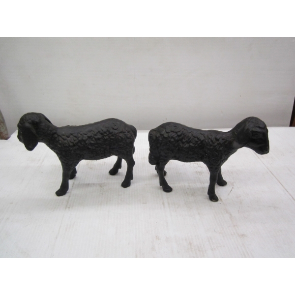2 CAST IRON SHEEP