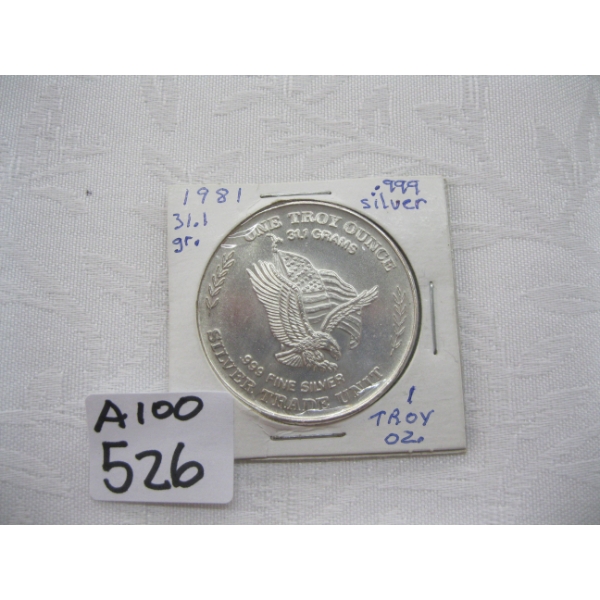 1981 1 OZ. .999 SILVER U.S. SILVER COIN (TAX EXEMPT)