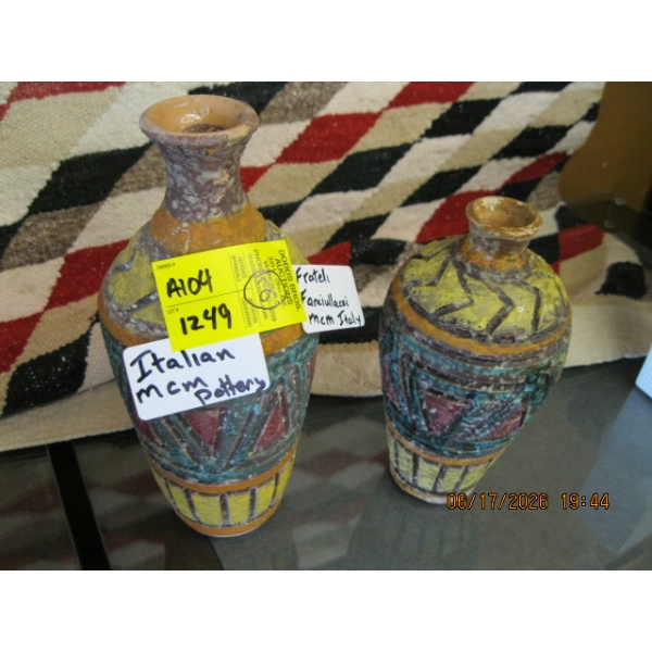 2 MCM ITLIAN POTTERY VASES, FRATELLI FANCIULLACCI