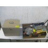 Image 1 : FILE BOX & BOX OF MISC. SAWBLADES, CAMERA, DRAWER SLIDES, ETC.