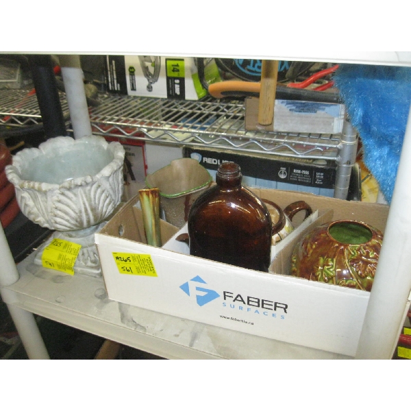 POTTERY VASES, TEAPOT, PLANTER, ETC.