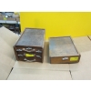 Image 1 : 2 WOODEN CABINETS - 1 - 3 DRAWER, 1 - 2 DRAWER - W/ASST. CONTENTS: DRILL BITS, PUNCHES, ETC.