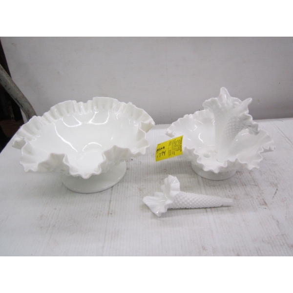 FENTON HOBNAIL BOWL & UNMARKED EPERGNE BOWL