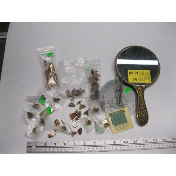 MISC. CUFFLINKS, TIE CLIPS, MIRROR, PINS, ETC.