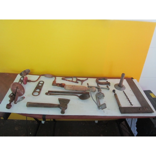 BIN OF ASST'D ANTIQUE TOOLS