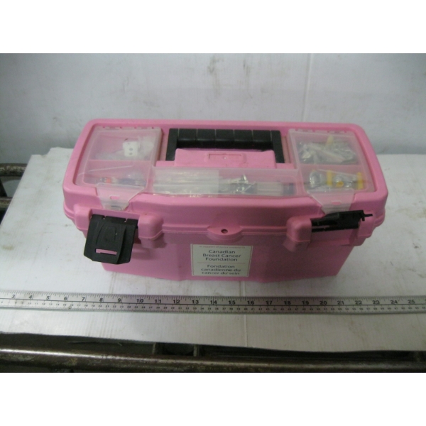 PINK TOOLBOX W/ASST. CONTENTS