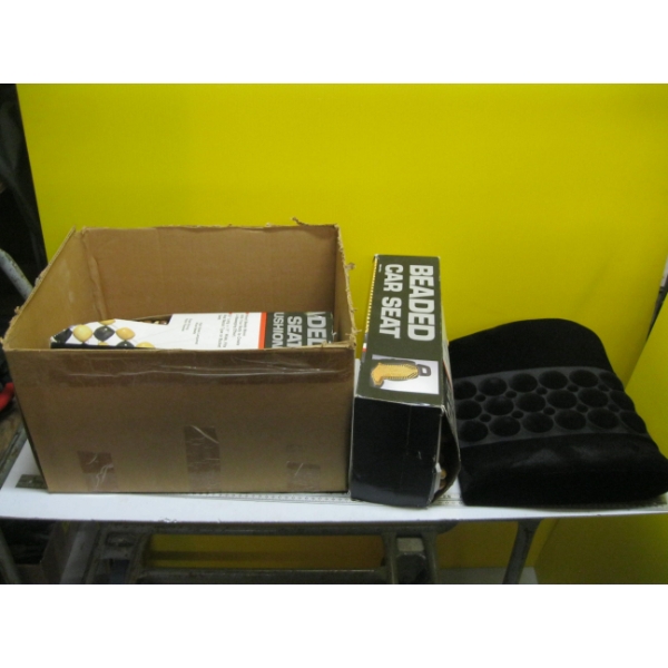 MISC. BEADED SEAT CUSHIONS & A LUMBAR SUPPORT