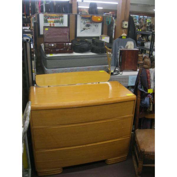 3 DRAWER OAK DRESSER W/BEVEL EDGE MIRROR