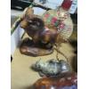 Image 2 : MISC. CERAMIC WILDLIFE FIGURINES, HEAVY BRASS VASE, ETC.