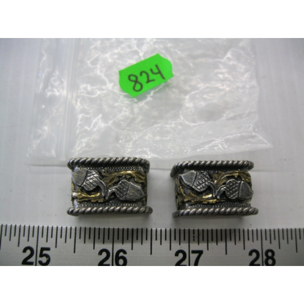 2 SM. SILVER NAVAJO BELT OR TIE SLIDES, MARKED .925 