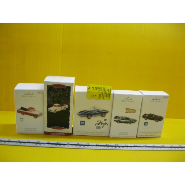 5 COLLECTOR CHRISTMAS TREE CAR ORNAMENTS