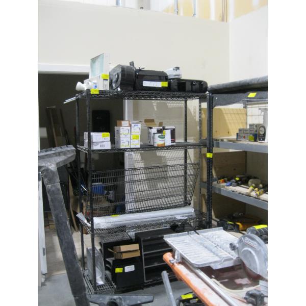 METAL SHELF UNIT W/5 SHELVES & 4 EXTRA UPRIGHT BARS