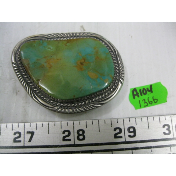 SILVER & CORAL BELT BUCKLE