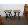 Image 1 : 2 METAL STOOLS W/WOOD TOPS