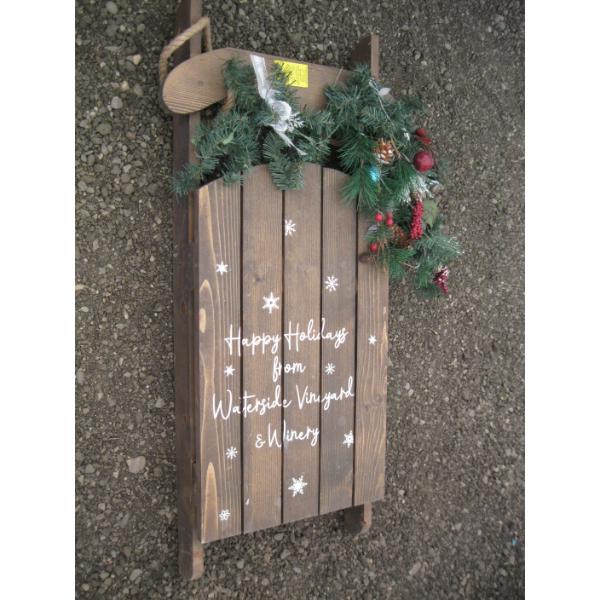 HAPPY HOLIDAYS WOODEN SLEIGH