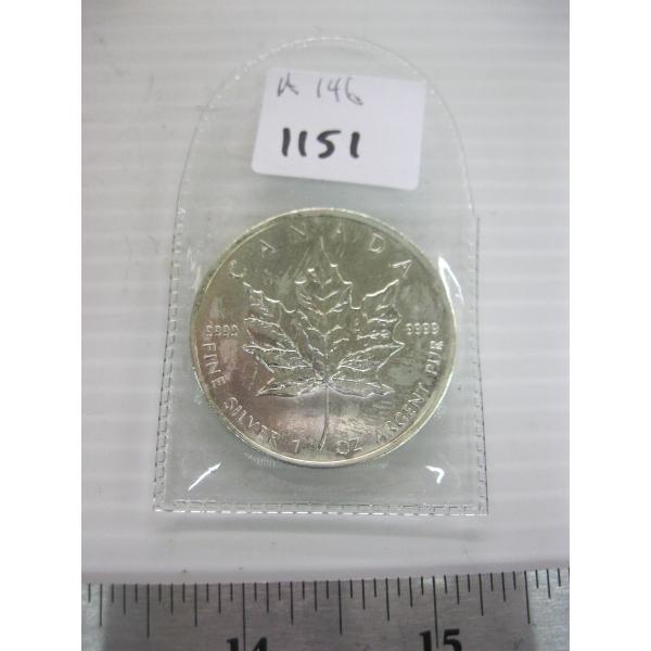 2008 CDN 1 OZ MAPLE LEAF .999 SILVER (TAX EXEMPT)