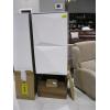 Image 1 : 2 DOOR WHITE CABINET W/GLASS & WOOD BASE