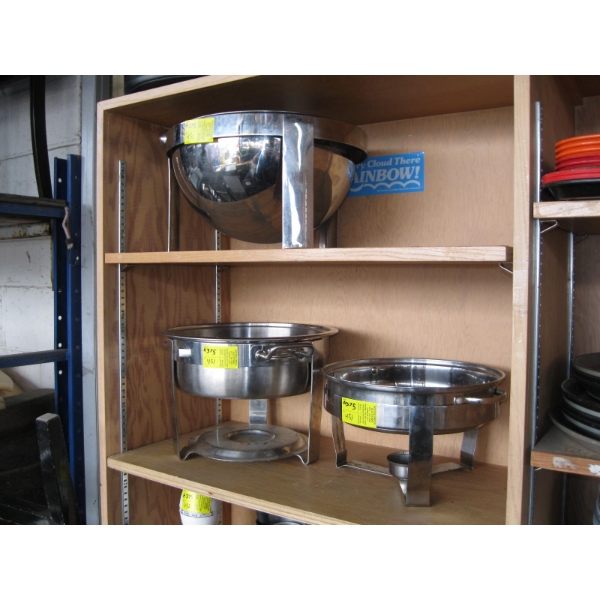 3 ROUND STAINLESS STEEL SERVING/CHAFING DISHES