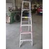 Image 2 : AS IS' 6' ALUM. LADDER - ONE LEG DAMAGED