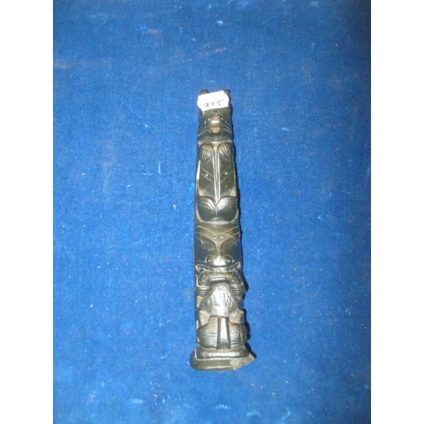 ARGILLITE CARVED TOTEM POLE, DAMAGED BASE