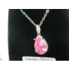Image 3 : LADIES .925 SILVER NECKLACE W/PINK & CLEAR STONES, 18" CHAIN