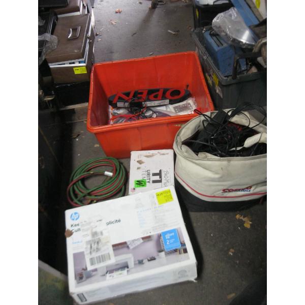 BIN OF MISC. PRINTER, TORCH SET, ETC.