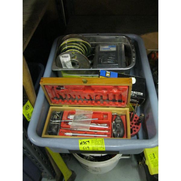 BIN W/MISC. BITS, WIRE, ETC.