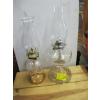 Image 1 : 2 GLASS COAL OIL LAMPS W/CHIMNEYS