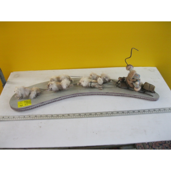 INUIT SLED DOG DRIVER W/DOGS MADE OF RABBIT HAIR, ETC.