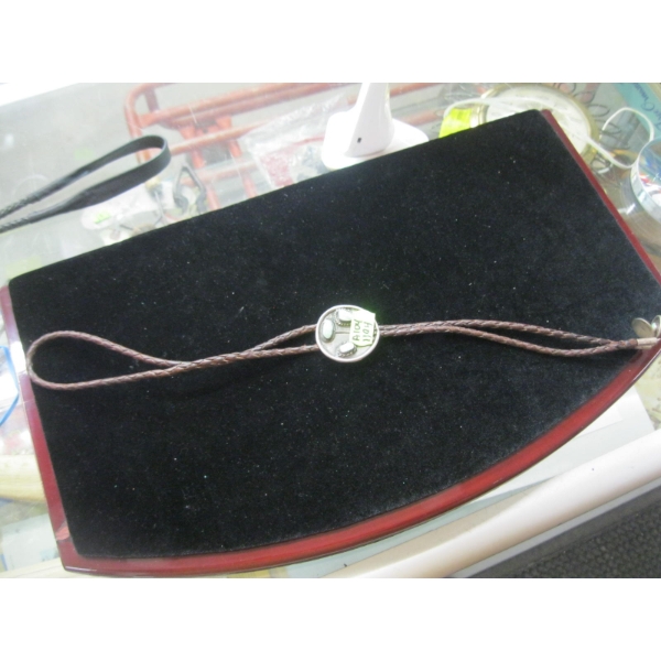 NAVAJO BOLO TIE, STAMPED STERLING