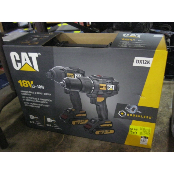 CAT 18V CORDLESS DRILL IMPACT DRIVER KIT - NEW