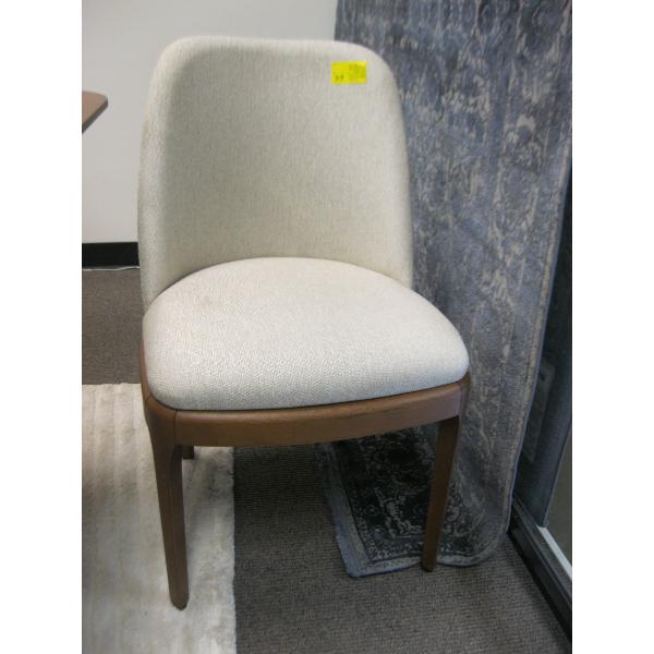 WOOD FRAMED OFF WHITE DINING CHAIR