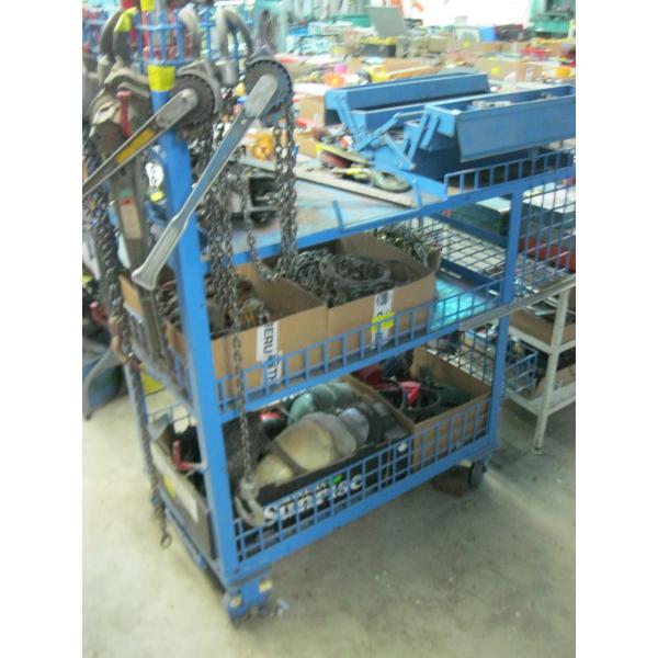 ROLLING BLUE CART W/3 SHELVES