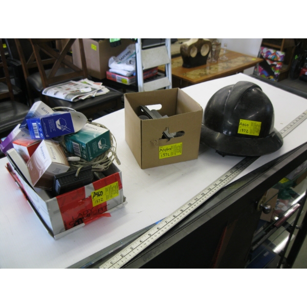 2 BOXES OF MISC. INK, LIGHTS, ETC.