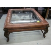Image 2 : LG. LEATHER PADDED GLASS TOP COFFEE TABLE