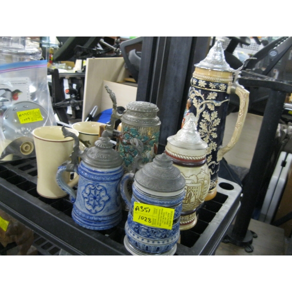 BEER STEINS & 2 MUGS