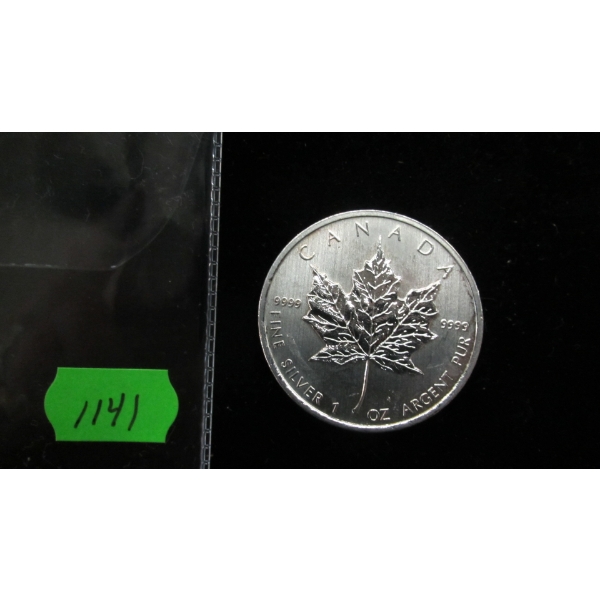 2011 CANADIAN 1OZ .999 SILVER MAPLE LEAF COIN (TAX EXEMPT)