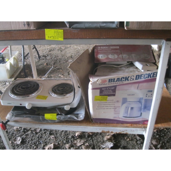 UNDER COUNTER COFFEEMAKER, 2 BURNER HOTPLATE, ETC.