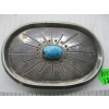 Image 1 : SILVER & TURQUOISE STERLING SIGNED NAVAJO BELT BUCKLE