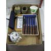 Image 2 : ASST. VINTAGE GLASSWARE, BONE HANDLED STEAK KNIFE SET, POTTERY, ETC.
