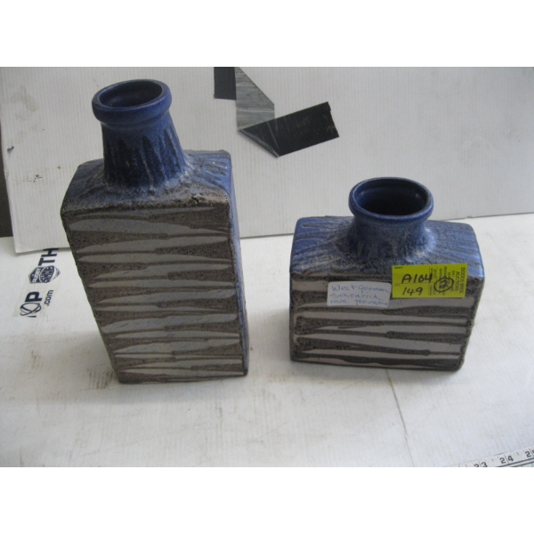 2 WEST GERMAN SCHEURICH RARE GEOMETRIC VASES